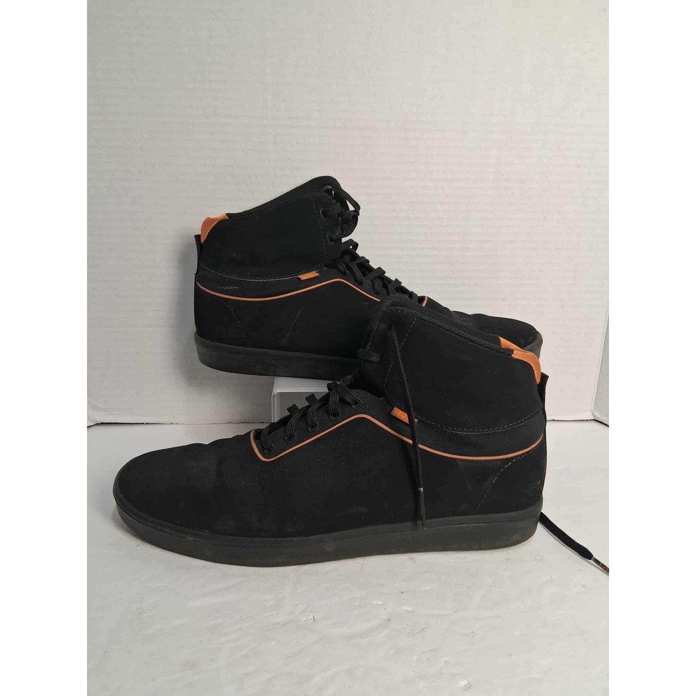 Vans Black Suede High Top Sneakers Orange Trim Lace Up Men's Size 9.5